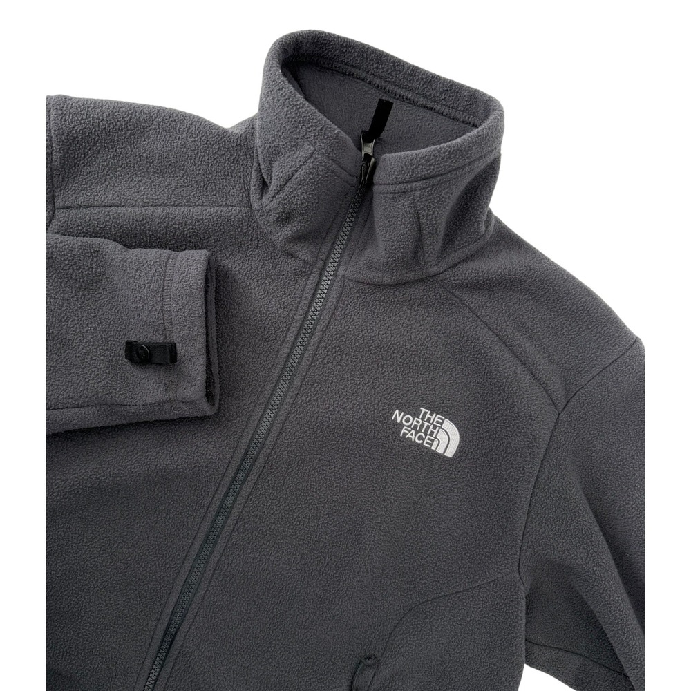 The North Face TKA 100 Mens Small Charcoal Grey Full Zip Fleece Jacket Mock Neck